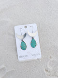 Large Crescent Carved Turquoise Earrings