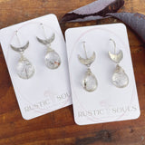 Rutilated Quartz Crescent Dangles