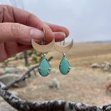 Large Crescent Carved Turquoise Earrings