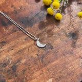 Dainty Reticulated Crescent Charm Necklace