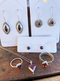 Garnet Marquee Ring and Earrings