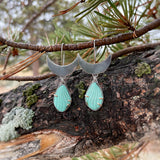 Large Crescent Carved Turquoise Earrings