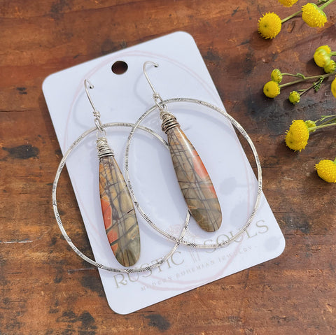 Stamped Jasper Hoops